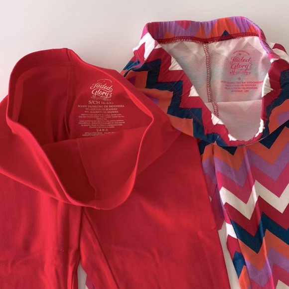 Faded Glory Girls Leggings Red Purple Multicolored Set New - Picture 4 of 6